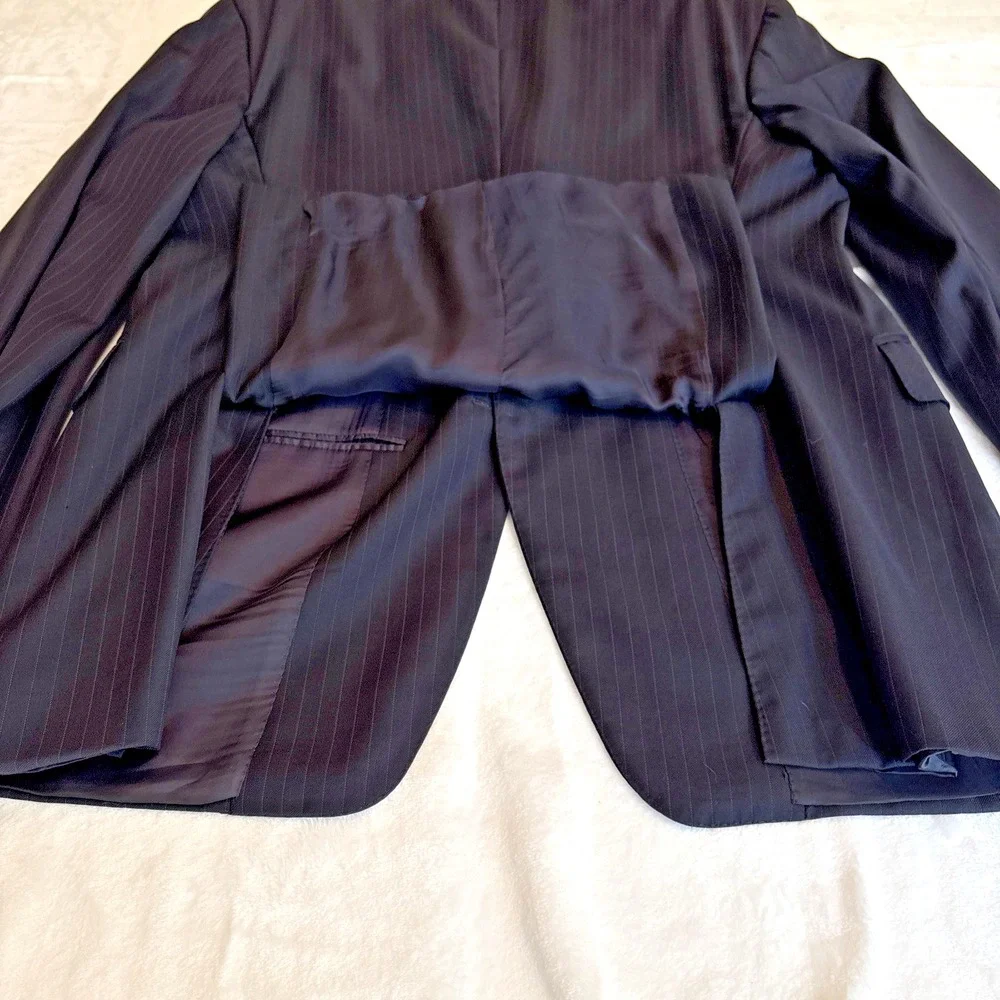 Canali Nordstrom Blazer Mens Black Pinstripe Wool Made in Italy Mens 42 Jacket